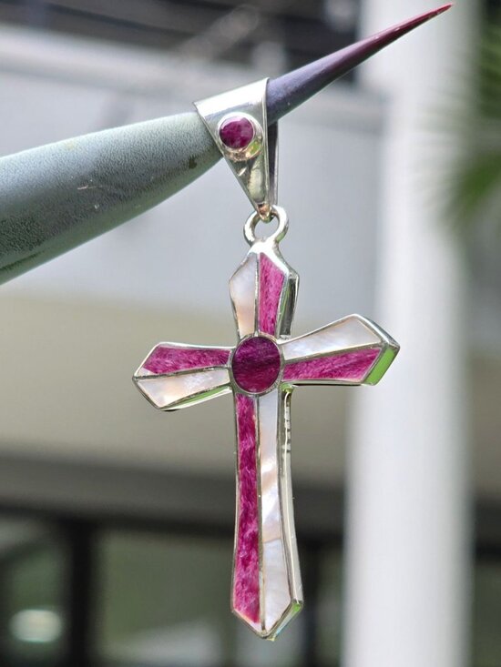 Artisan Other - Peruvian Artistry ✦ Multi Gemstone Cross Pendant ✦ Sterling Silver 4.00ctw